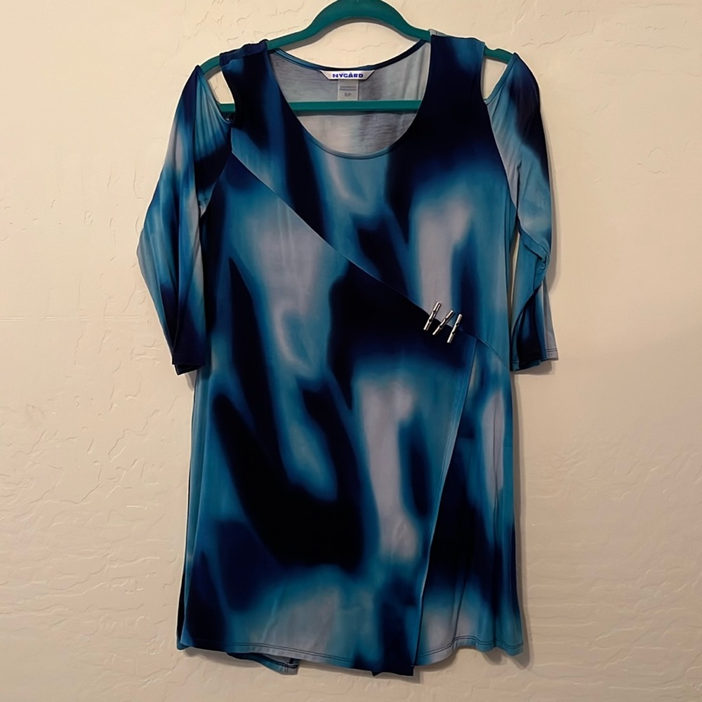 NYGARD cold shoulder tunic top - Sz S/P beautiful blues. EUC